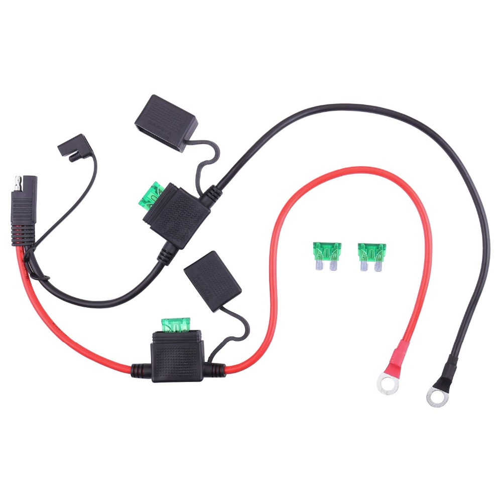 SAE 30A Connertor to O Ring Terminal Harness, with 30A Protection Fuse, 2-Pin Quick Disconnect Plug,SAE Battery Extension Cable: SAE to O Ring