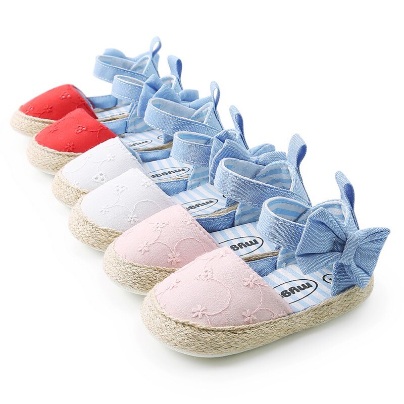 Bow Sandals for Girls Summer Newborn Cotton Baby Girl Sandals Beach Soft Shoes Princess Sandals