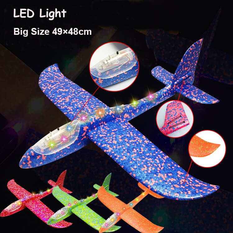 48cm LED Hand Werfen Fliege Segelflugzeug Freies Ziehen Auto spielzeug EPP Schaum flugzeug draussen Starten Flugzeug Spielzeug für freundlicher Puzzle Modell