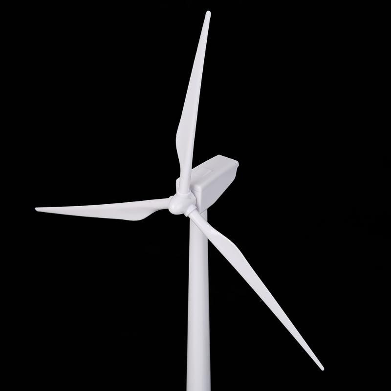 Desktop model-soldrevne vindmøller / vindmølle og abs plast hvid drevet af sollys skinnende vindmølle sæt traditionelt legetøj