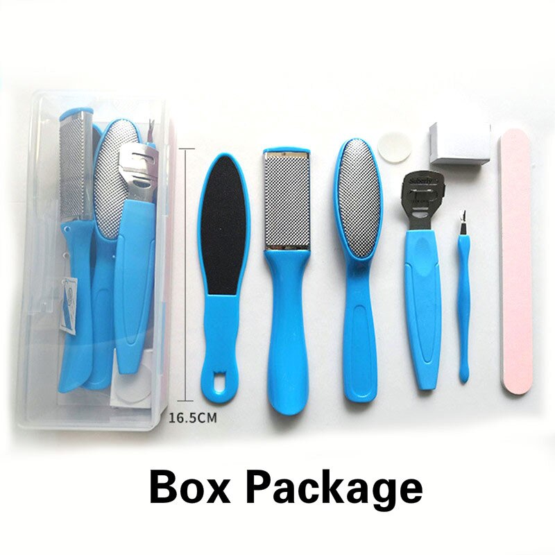8PCS Foot File Pedicure Kit Feet Nails Scraper Exfoliate Hard Dead Skin Remove Pedicure Scrubber Foot Files Clean Tool Foot Care: 02
