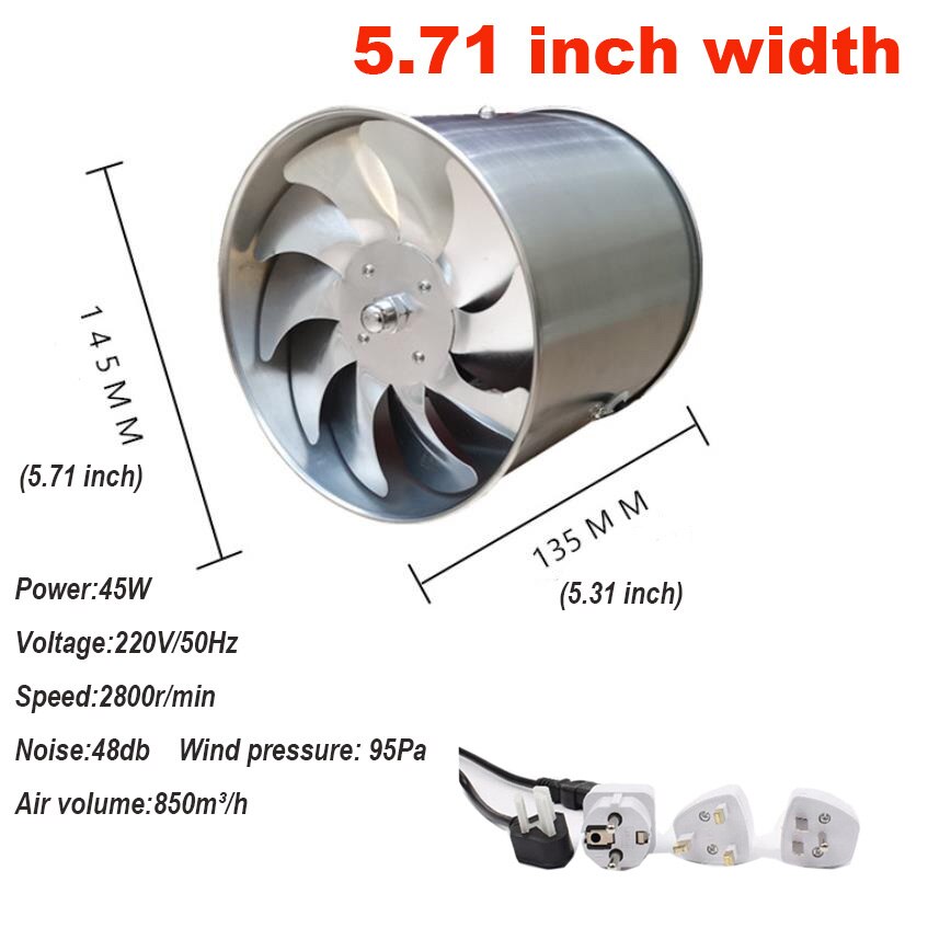 220V 3.9/5.7inch silence Ventilating Strong Exhaust Extractor Fan for Window Wall Bathroom Toilet Kitchen Mounted 100/150mm fan: 5.71inch with plug