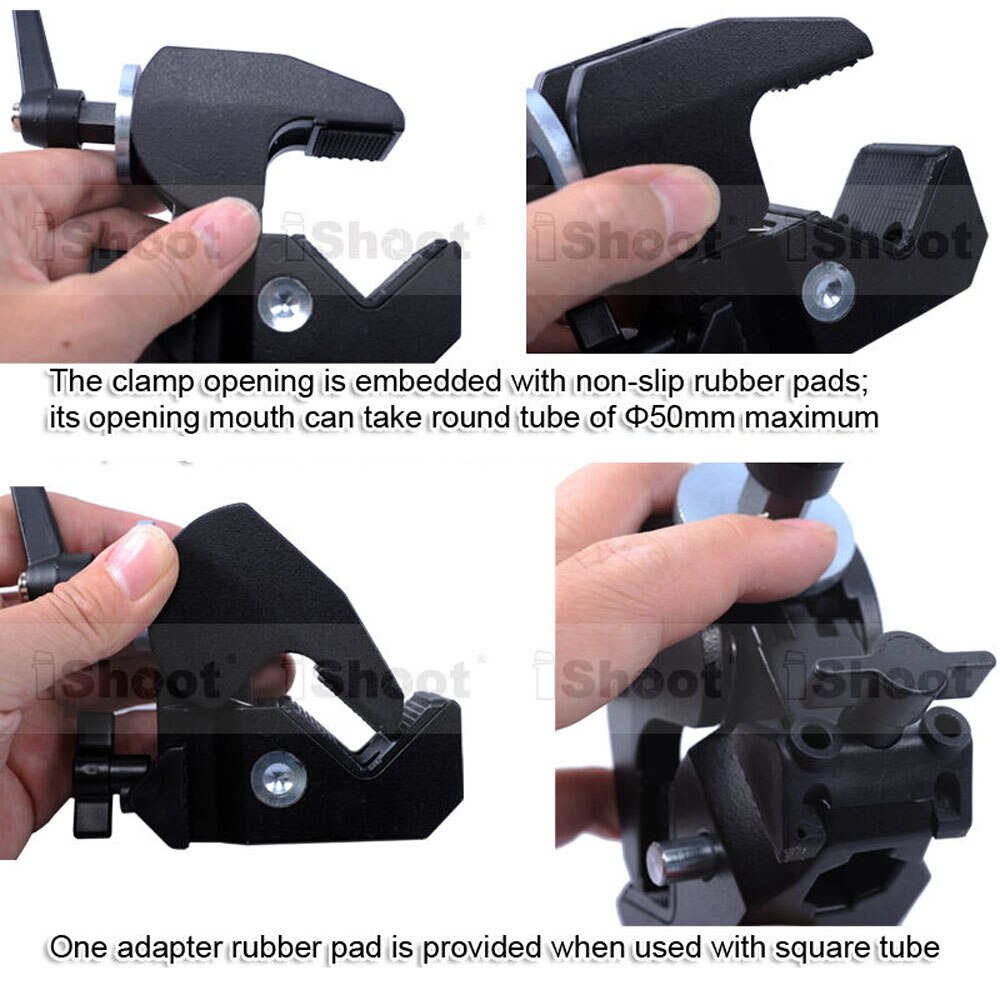 Universal Strong Metal Crab Clamp Pliers Camera Holder for Tripod Light Stand Boom 5cm Round Pipes 3cm Square Tubes Max. 10kg