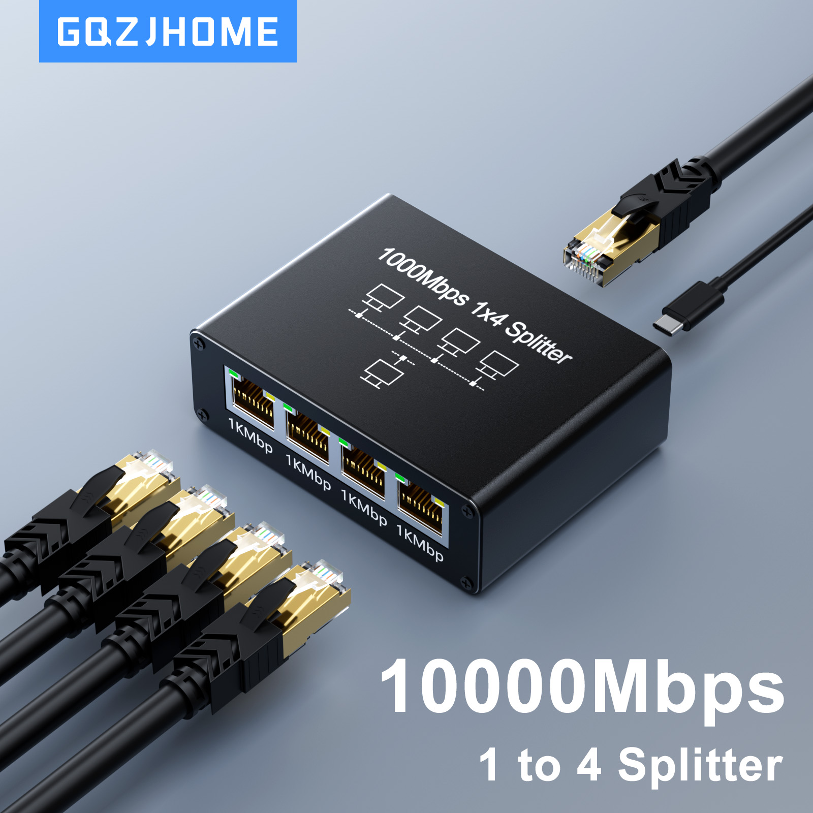Gigabit 1000mbps rj45 divisor 1 a 2 4 adaptador ethernet lan conector interruptor acoplador para pc portátil tv box roteador tv digital