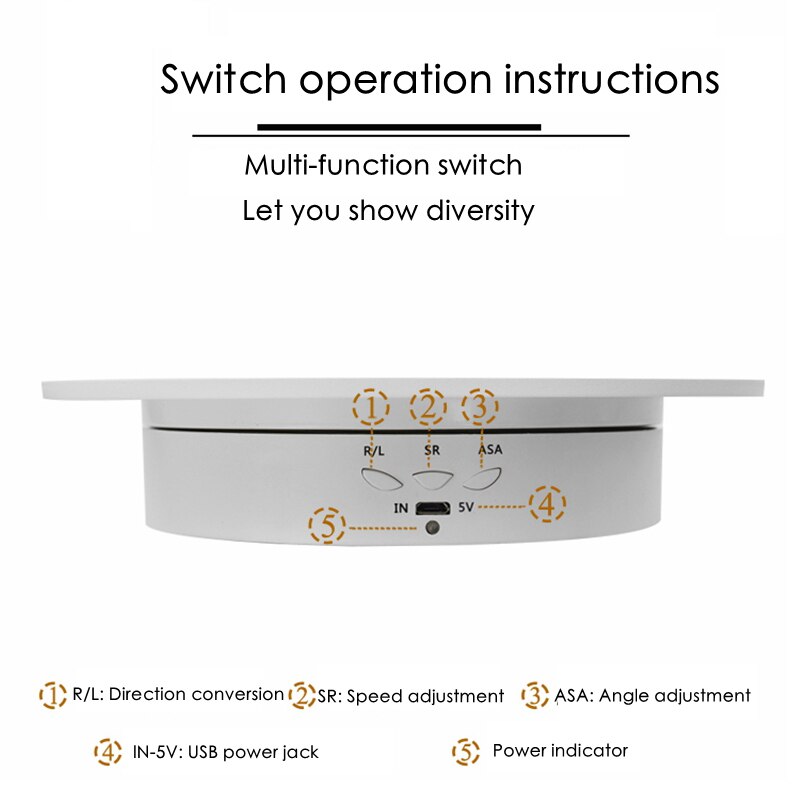 Electric Rotation Display Stand Turntable Video Shooting Platform Live Dynamic Rotating Shooting Table Props 20*20*4cm