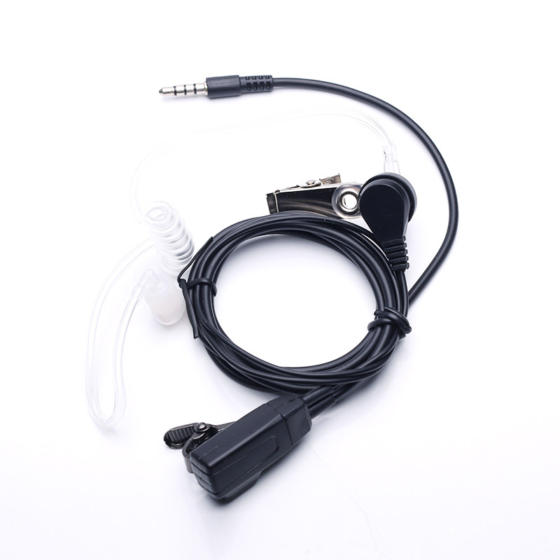 Auricular de tubo de aire de 3,5mm, auriculares con micrófono PTT para iPhone, teléfonos móviles, auriculares con tubo de aire acústico en espiral transparente