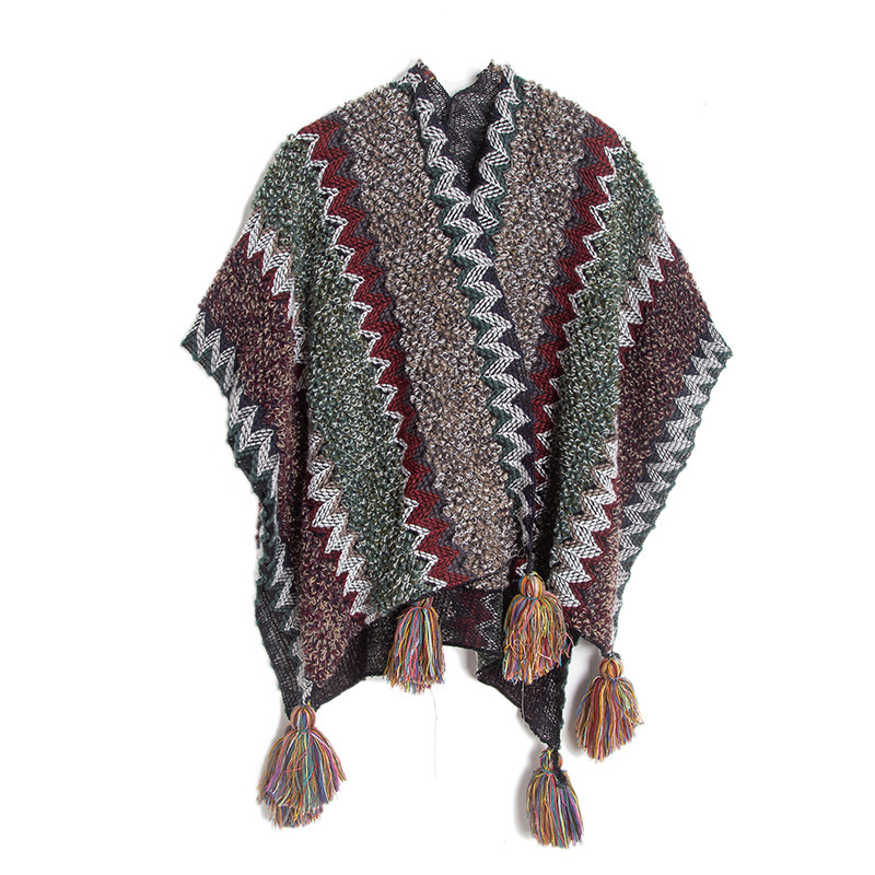 Bohemian Scarf Women Bohemian Scarf Necklace Winter Blankets Multifunction Knitted Cardigans Cape Shawl Poncho Coat: 3