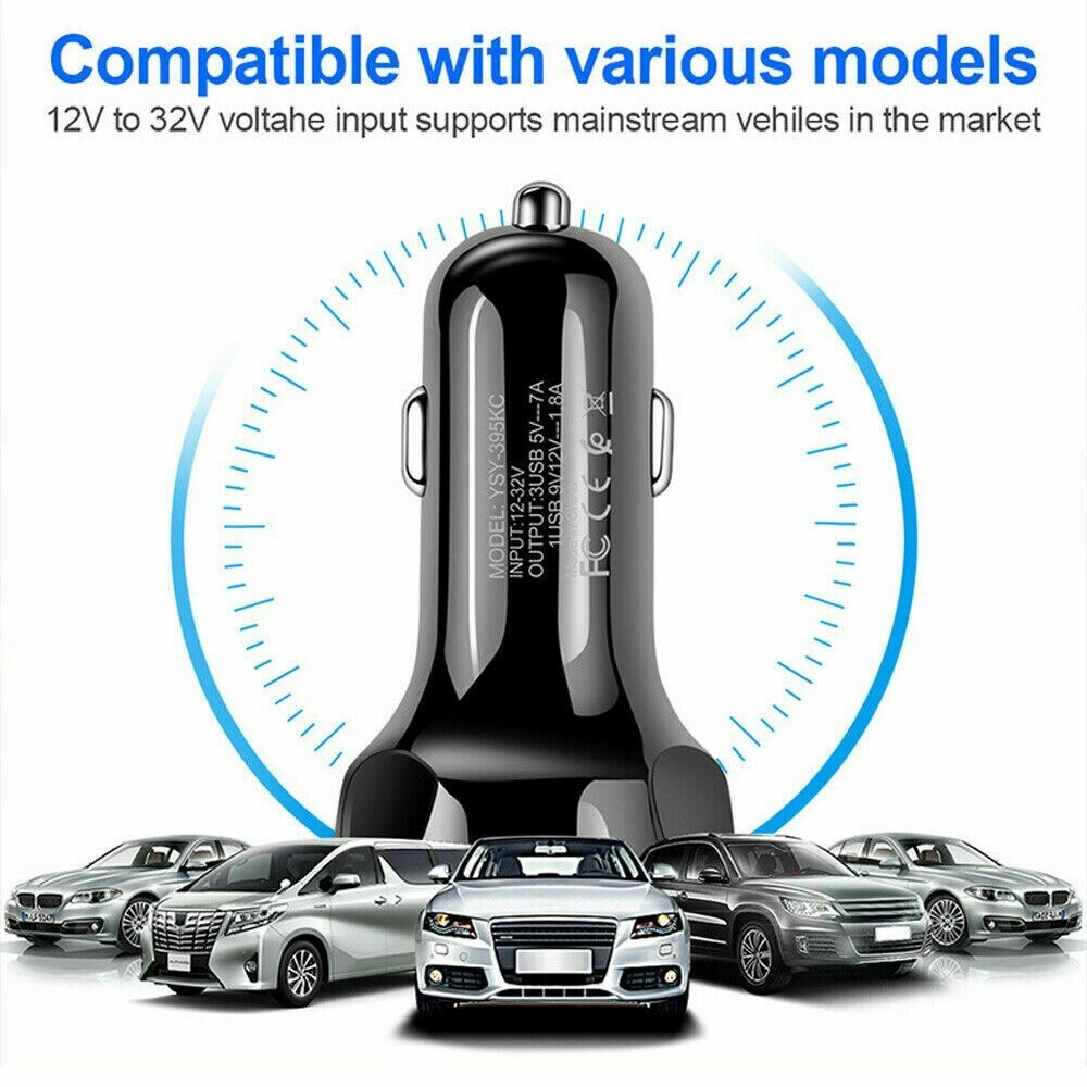 QC 3.0 Triple USB Universal Car Charger Adapter 3 Port For Cell Phone GPS LED Display Fast Charging for Android