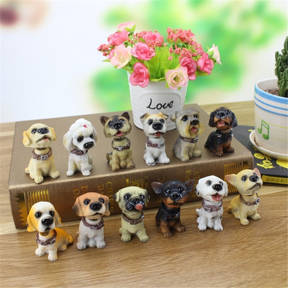 Resin Shaking Head Dog Puppy Toy Set Home Decoration Tabletop Ornament (Single )