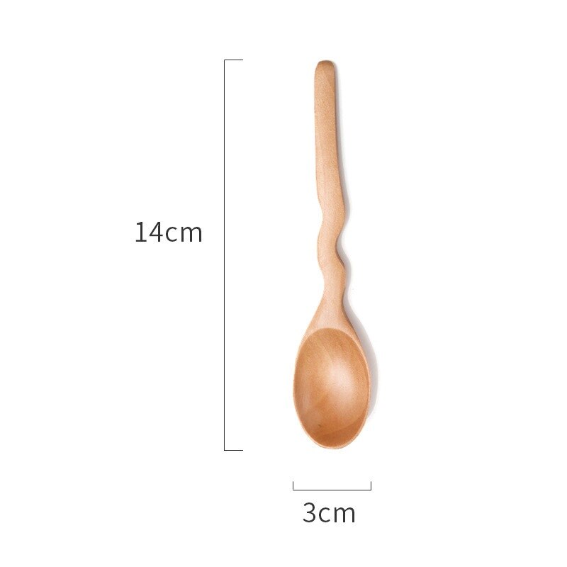 Natural Wood Spoon Fork Kitchen Cooking Dining Soup Tea Honey Coffee Utensil Tools Soup-Teaspoon Tableware: spoon-1