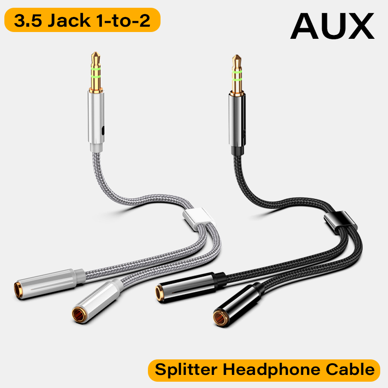 Cable divisor de auriculares, Cable de extensión de 3,5mm macho a 2 hembra, adaptador auxiliar para teléfono, portátil, Cable divisor de Audio MP3