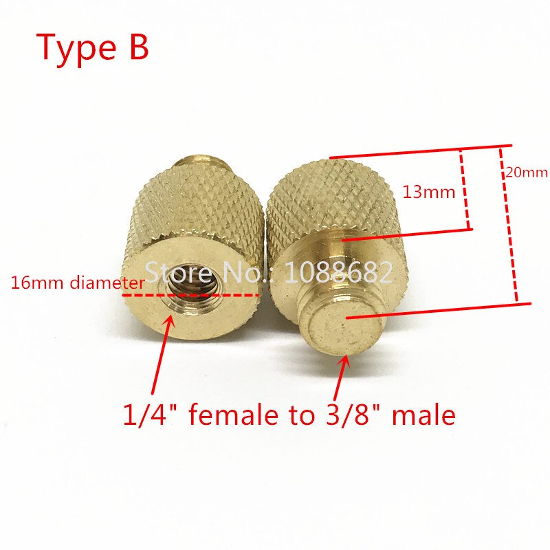 Jadkinsta Koper 1/4 3/8 Mannelijke Of Vrouwelijke Adapter Schroef Camera Statief Balhoofd Monopod Flash Light Stand Mount Schroef adapter