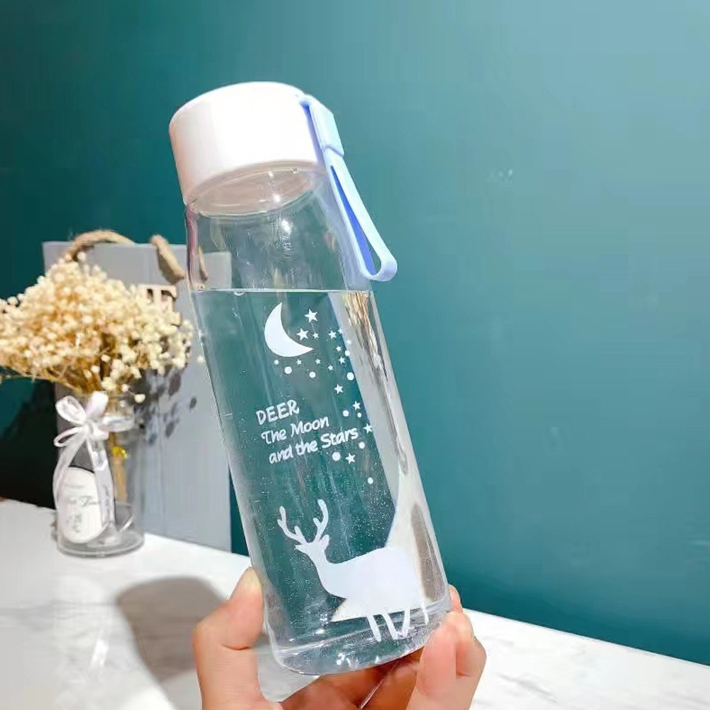 560Ml Sport Water Fles Plastic Draagbare Drinkbeker Meisje Lekvrij -Proof Shaker Mok Water Reizen fles: transparent D