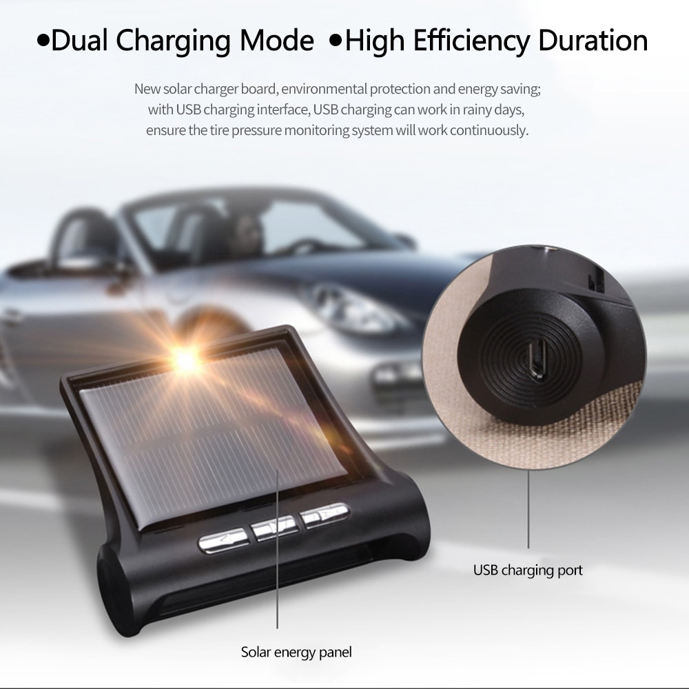 TPMS Tire Pressure Monitoring System Universal Wireless with 4 External Sensors Real-time Display 4 Tires' Pressure &Temperature