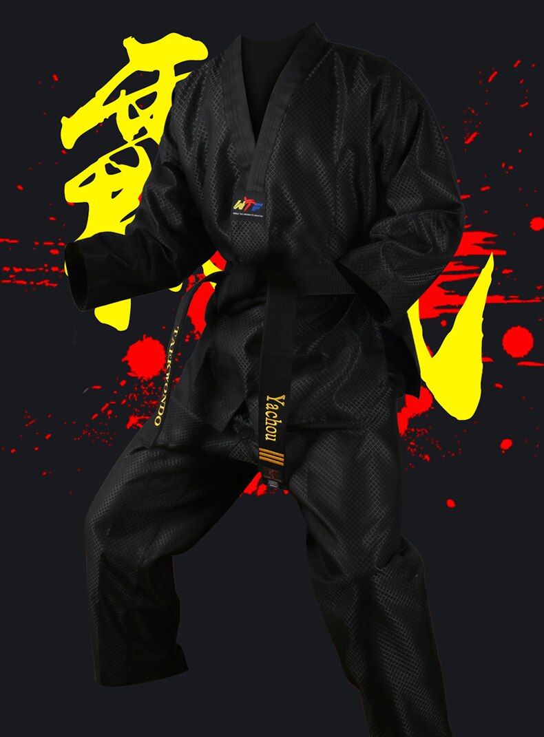 Black Taekwondo Uniform Adult Men’s and Women’s Uniform Embroidered Taekwondo Uniform Chinese Style Suit