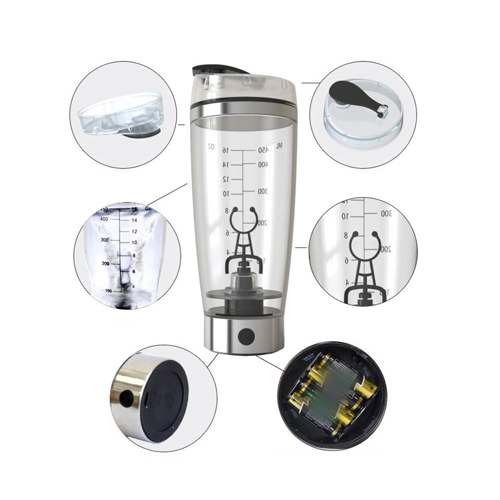 Giemza sport shaker koppar för protein skakar flaskor flicka män verktyg shakee kopp mixer juicer 450ml batteri mixer flaska