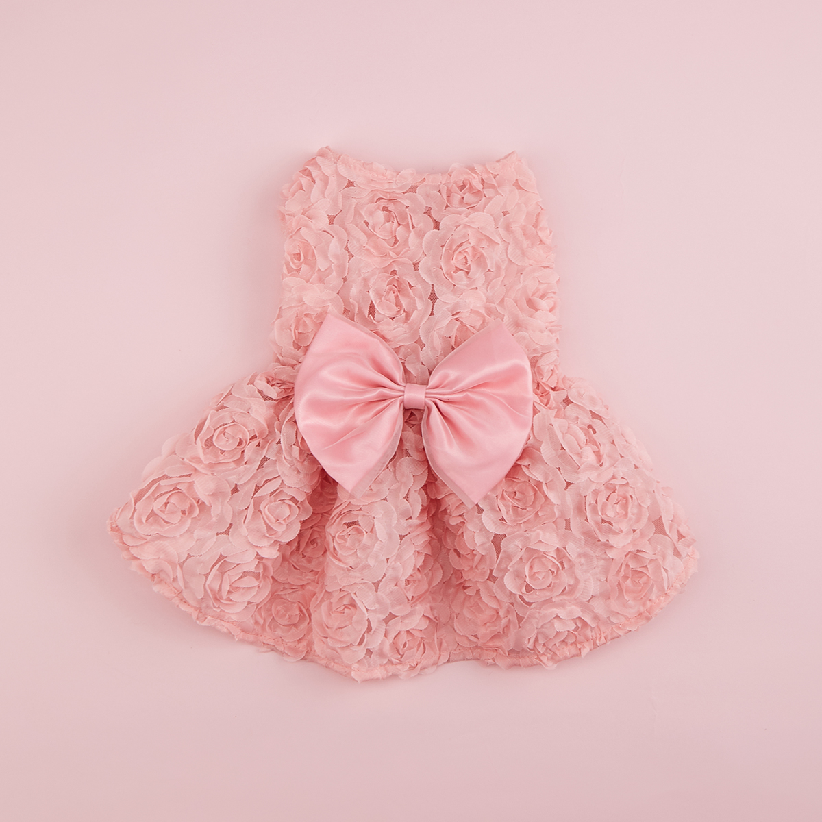 Vestido de princesa para perro, ropa de princesa con lazo rosa y flores bordadas, vestidos de primavera y verano para cachorros y mascotas: XS