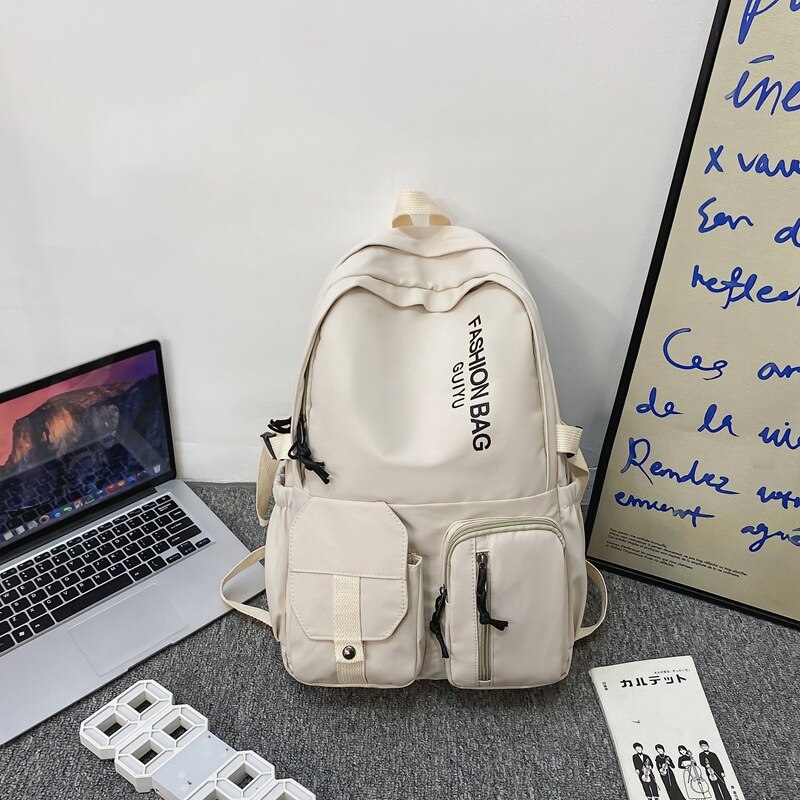 Rucksack für sterben mittelschule, geeignet für Teenager-mädchen, schülerinnen, schulrucksack, lässig-preppy stil: Weiß