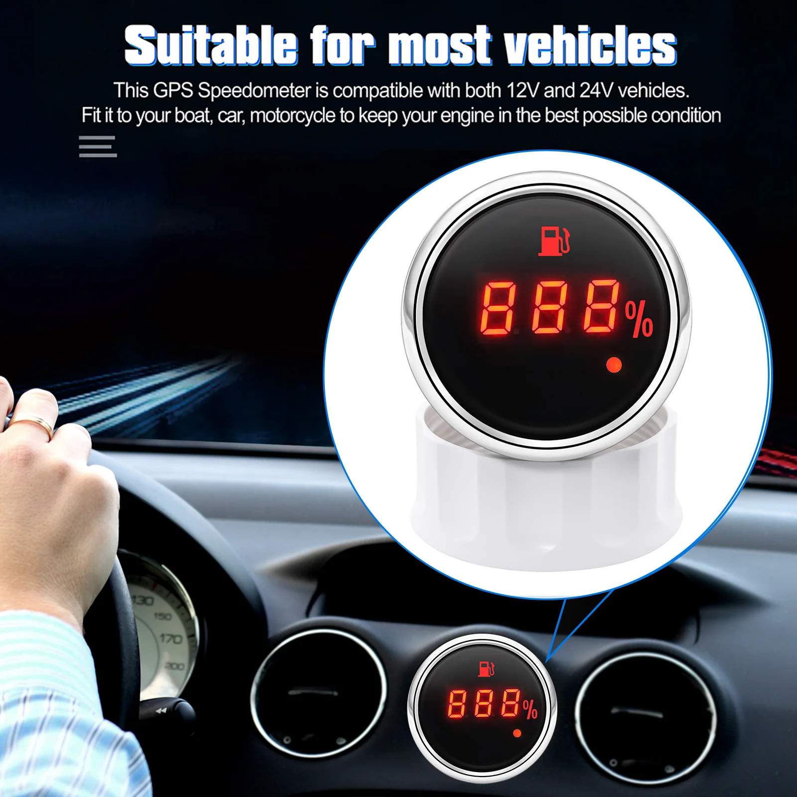 Auto Digital 52mm Fuel Level Gauge With Alarm Light 0-190 Ohm Oil Tank Indicator Meter Marine Fuel Level Sensor 100-600mm custom