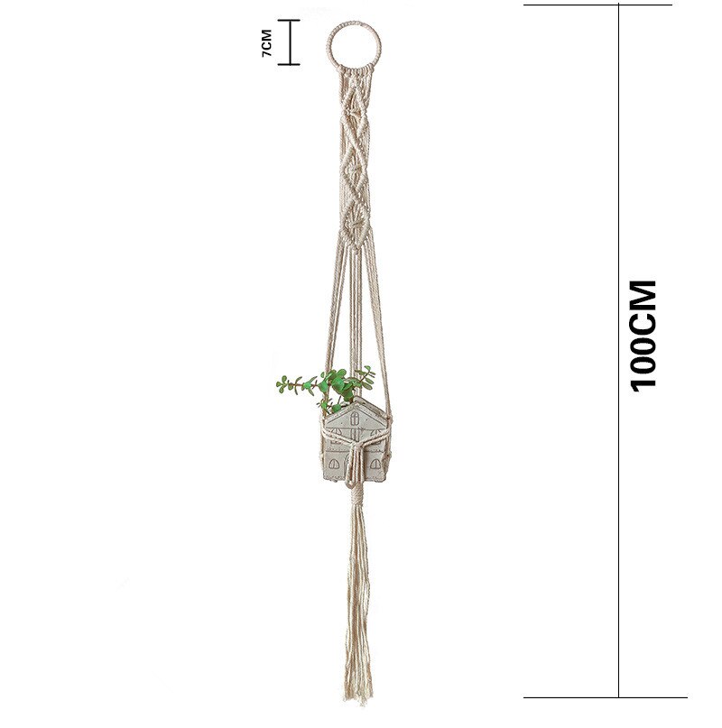 Makramee Werk Aufhänger Indoor Outdoor Dekoration Handgemachte Seil Blume Pflanze Halter Hause Countyard Garten Macrame Wand Hängen: Burgund