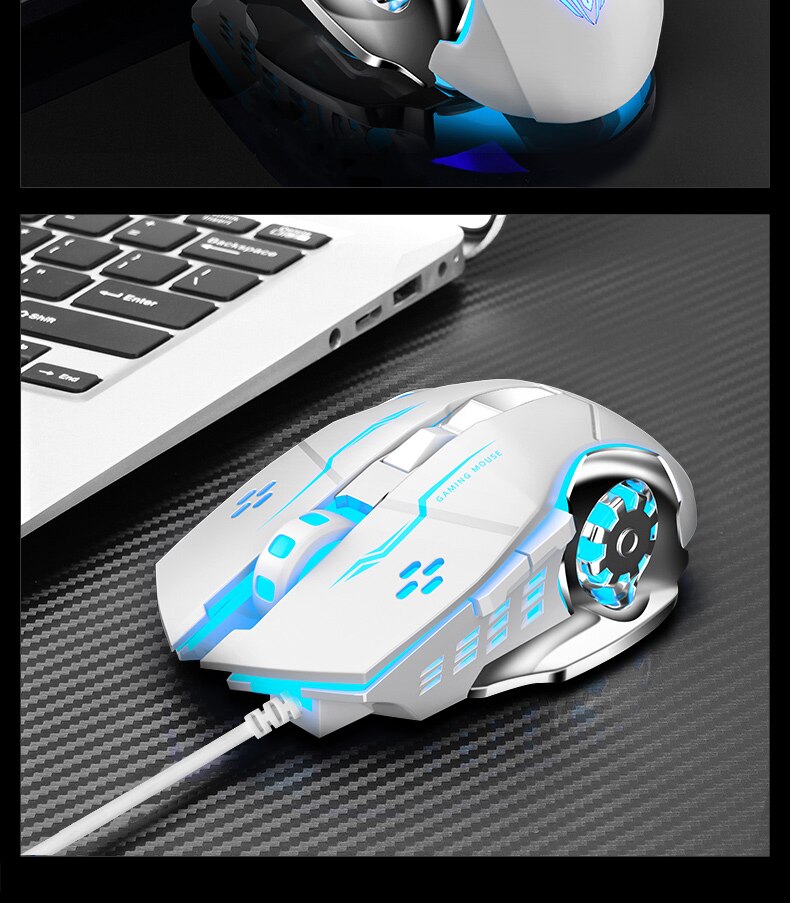Gaming Mouse Marco Programmable Cool Lighting USB Optical Mouse Gaming for PC Laptop Computer