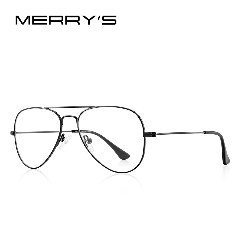 MERRYS Classic Pilot Glasses Frames For Children Boy Girls Prescription Eyeglasses S7026: C01 Black