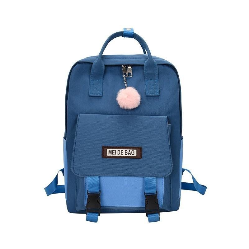 Contrast Kleur Rugzak Vrouwen Mode Laptop Rugzakken Draagbare Schooltassen Voor Tienermeisjes Grote Capaciteit Reizen Rugzak: Blue