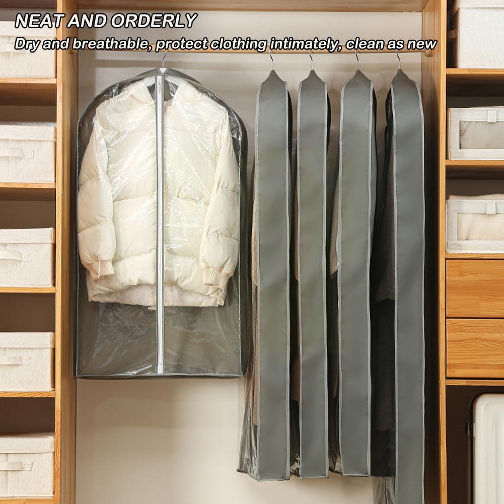 Non Woven Clothing Dust Covers Long Suit Bag Garment Dust Protector Storage Wardrobe Suit Clothes Coat Dress Cover Organize H9F1