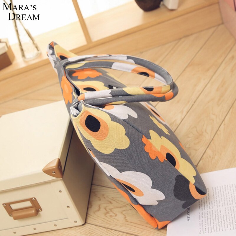 Mara Traum Damen Einzel Schulter Strand Taschen Wasserdichte Leinwand Zipper Faltbare Floral Gedruckt Stirp Einkaufstasche Tote Frauen
