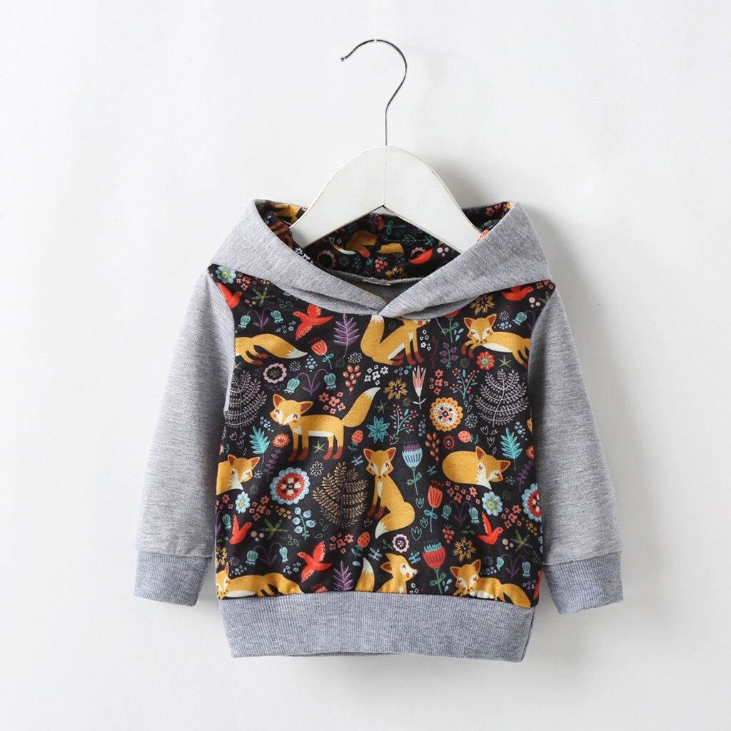 Toddler Kid t-shirt Baby Girls boys Hoodie Clothes spring long sleeve Hooded sweatershirt Tops Outfits children blouse ZF: 12M