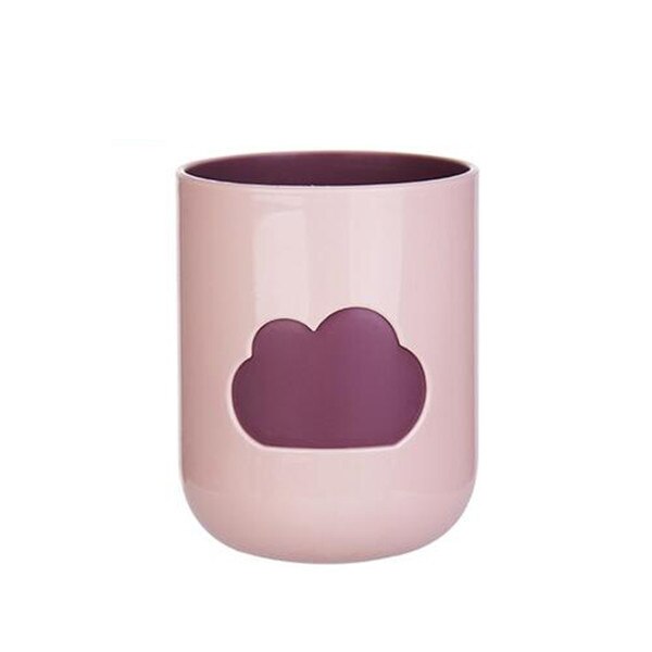 XZJJA Bathroom Cartoon Clouds Toothbrush Cup Gargle Cup Outdoor Travel Wash Cup Bathroom Toothbrush Organizer Couples Tooth Mug: Light Pink