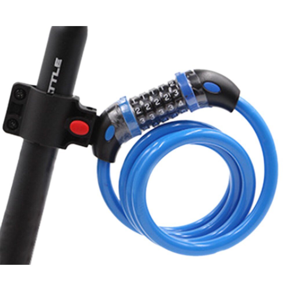 Bike Security Combination Lock 5-Position Coded Resettable Long Steel Cable Locker Protective Tools for Bicycles Scooters: Sky Blue
