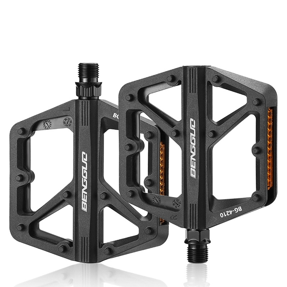 Pedales de bicicleta con doble rodamiento DU, plataforma de Pedal de bicicleta ultraligera de nailon, Pedal de bicicleta de montaña, piezas de pedales planos antideslizantes para MTB: Negro