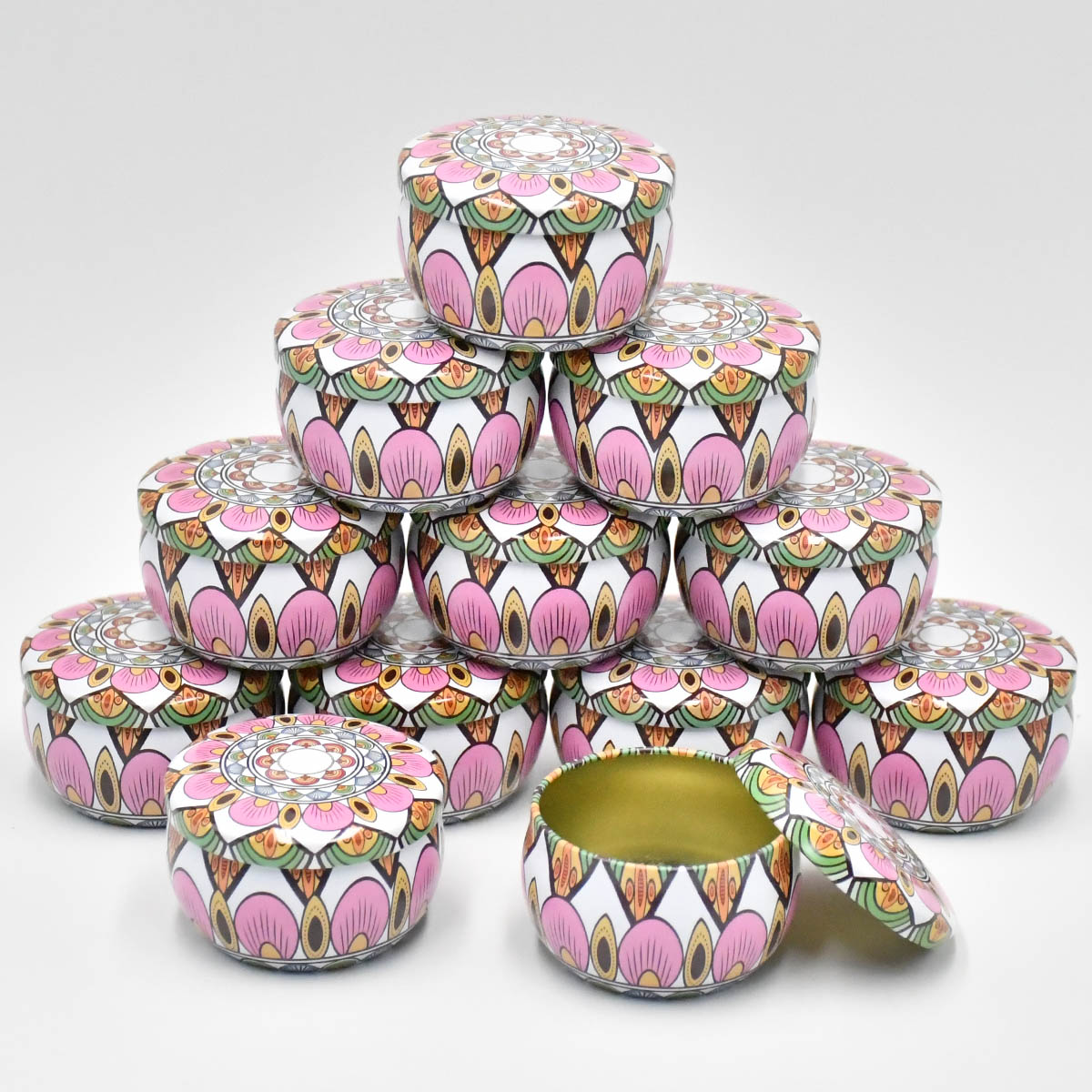 12 stuks gemengde kleur ijzeren kaars blikjes leeg blikje-doos voor het maken van kaarsen met opbergdoos voor droge kruiden en snoepjes: Licht Geel