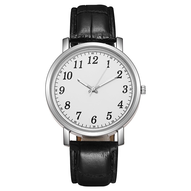 Lovers 'Horloge Eenvoudige Mannen En Vrouwen Horloge Casual Lederen Quartz Paar Klok Gekoppeld Horloges 2022 Amante Relógio: Men black white