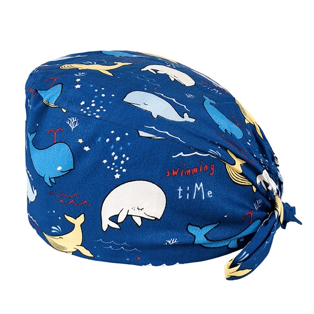 Cartoon dierenpatroon print unisex mat pet laboratorium dierenwinkel werkende verpleegster hoed ziekenhuis dokter operatie pet: 12063