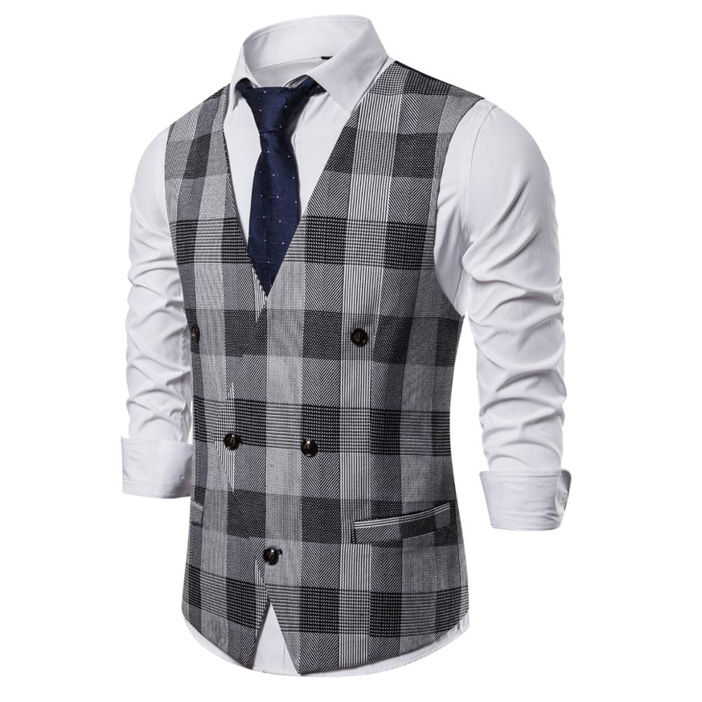 Formell affärskostymväst herr slim fit dubbelknäppt kostymväst homme vit herrbröllopssmoking gilet homme
