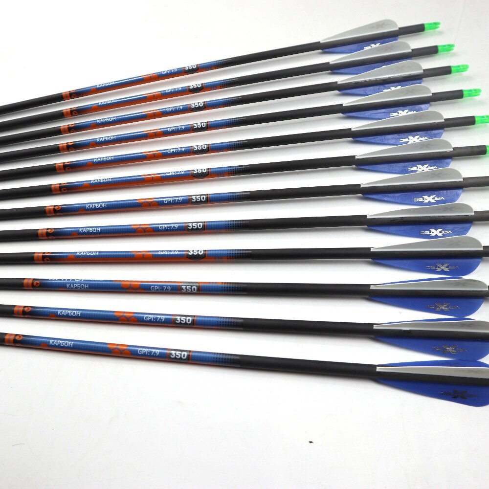 6/12Pc 30 Inches Pure Carbon Pijl Wervelkolom 500 Id 6.2 Mm Met 3 Inch Vantec Veer +-0.003 Rechtheid Blauw Wit