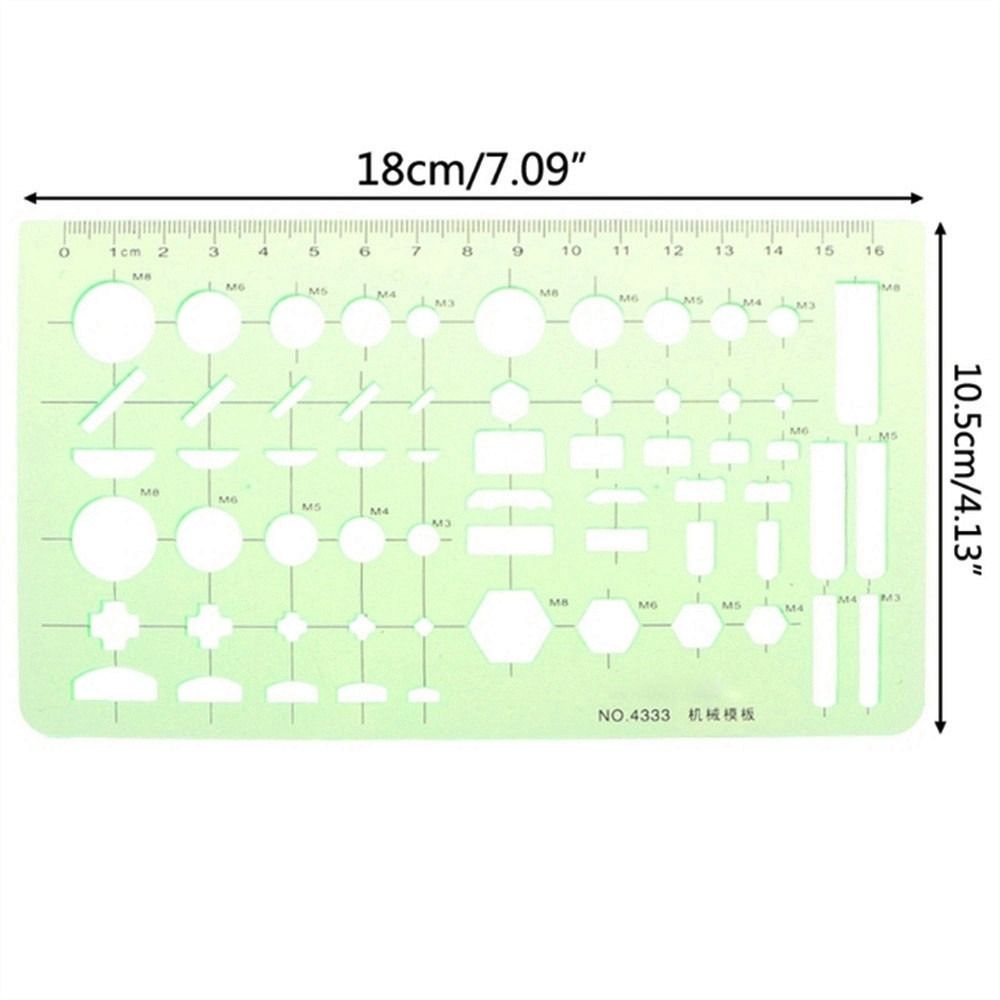 17 Styles Rulers Green Plastic Circles Geometric Template Ruler Stencil Measuring Tool Stationery Students Drawing Curve Ruler: Brown