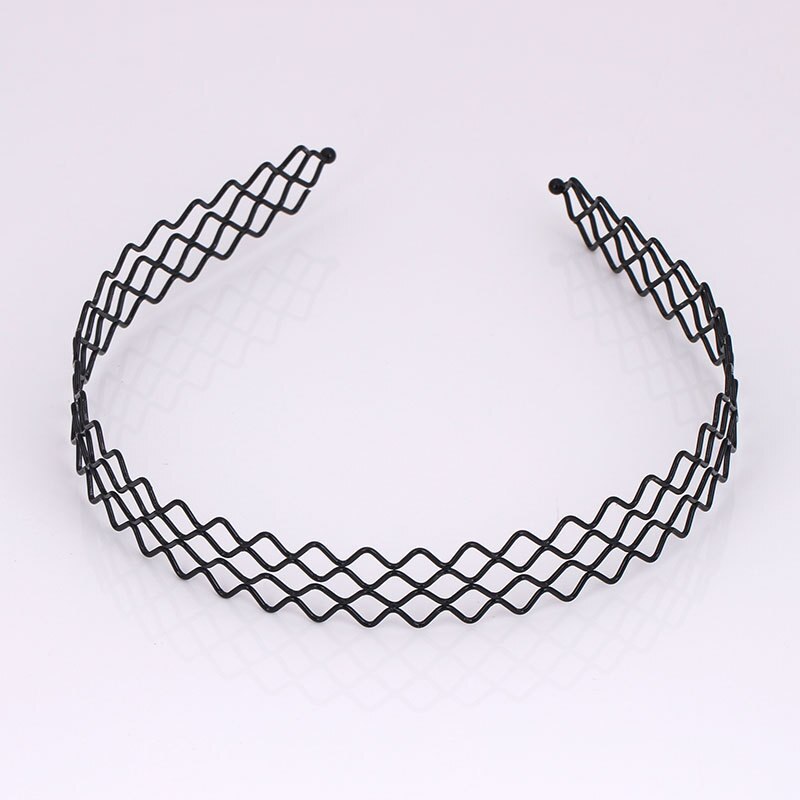 Black Metal Waved Style Sports Hairband Solid Men Women Unisex Hair Band Casual Adult Headwear 9 Styles