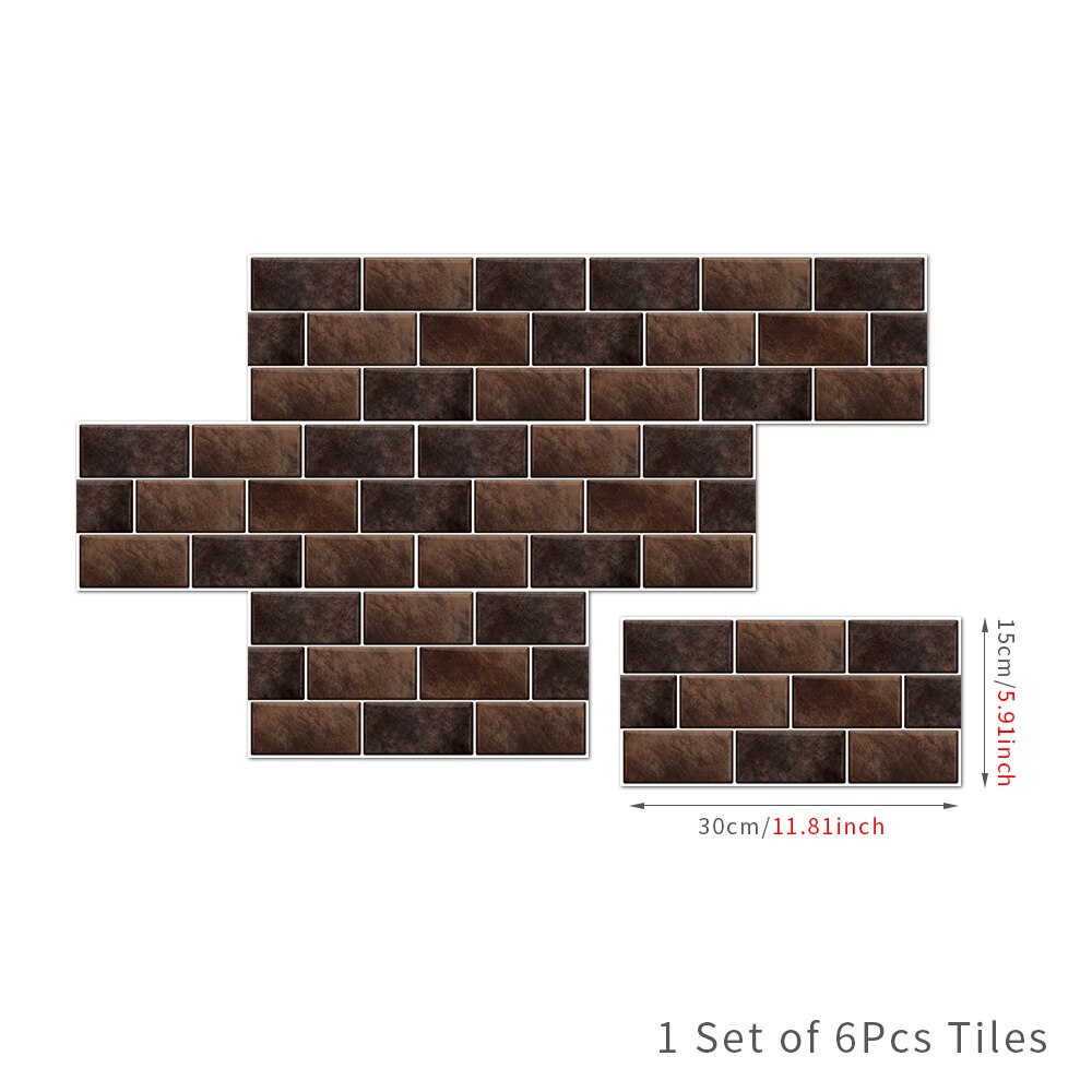 Decoración de pared de cerámica Retro europea, pegatinas autoadhesivas a prueba de aceite para azulejos de baño, impermeables, Marrón sólido