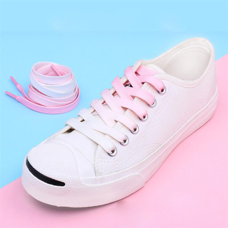 Cordones coloridos a la para zapatillas, cordones de lona de seda con gradiente de caramelo, arcoíris en crecimiento, 1 par: Pink