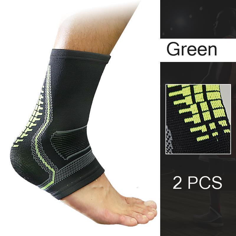 2Pcs Ankle Brace Protector Compression Ankle Support Nylon Elastic Anti Sprain Basketball Soccer Foot Enkel Guard Sport Goods: Green(2 PCS) / L