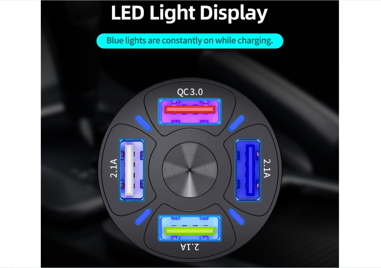 3.1a fast charging car charger one drag four QC 3.0 car mobile phone charger 4USB car charger qc3.0