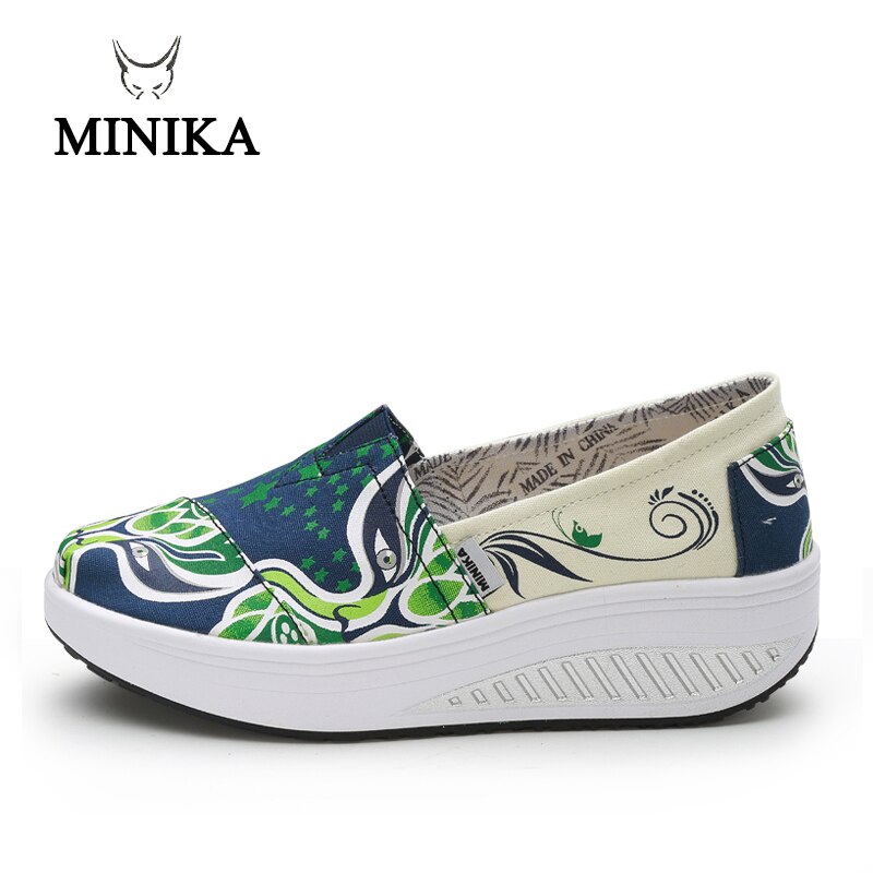 Minika Summer shoes for Women Toning sneaker Slip On Canvas Fitness Walking slimming Shoes Wedge sneakers scarpe sportive donna