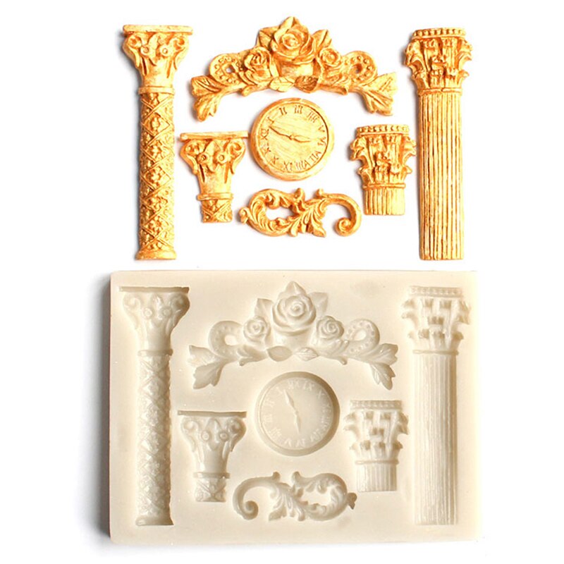 Romeinse Pijler Klok Vorm Diy Siliconen Mal Fondant Mould Cake Decorating Tool