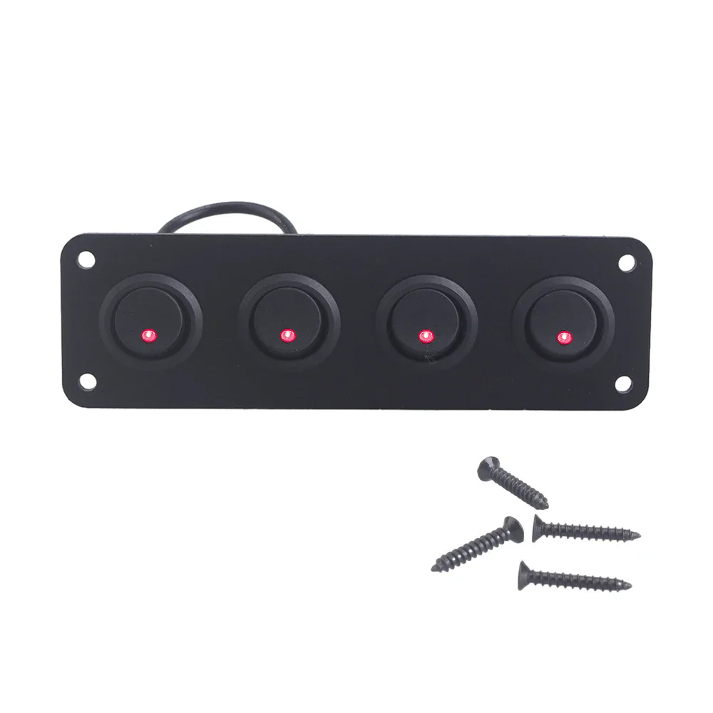 Panel de interruptor de palanca Universal de 12V, 1-5 entradas, USB, para coche, barco, camión, RV marino, accesorios de estilo LED azul, interruptor basculante marino: Gris oscuro
