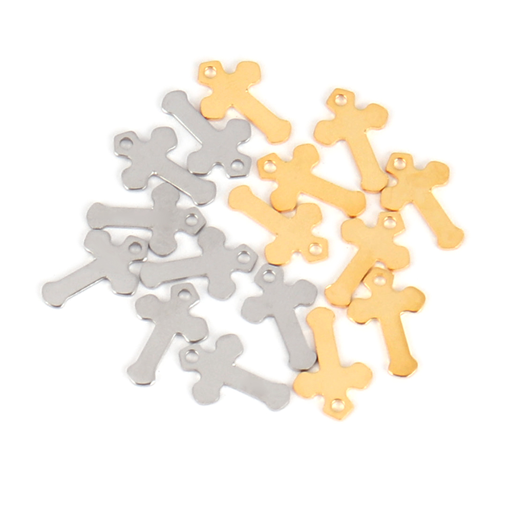 30pcs/lot Stainless Steel Cross Charms DIY Cross Pendants Religious Faith Charms For Jewelry Making bracelet necklace earrings