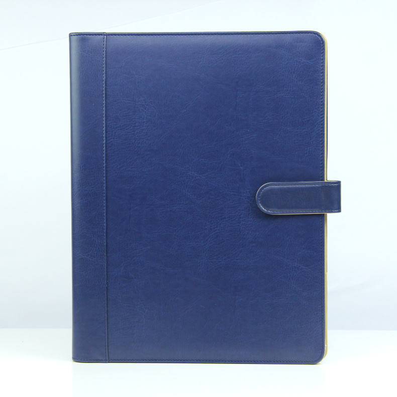 PU leather hasp business manager bag file folder a4 document holder organizer portfolio with calculator 541A: A4 bule