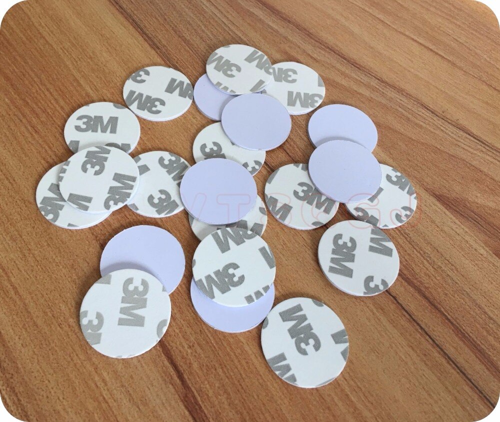 100pcs 25mm 125Khz RFID Cards ID 3M Sticker Coin Cards TK4100 Chip Compatible EM4100 For Access Control